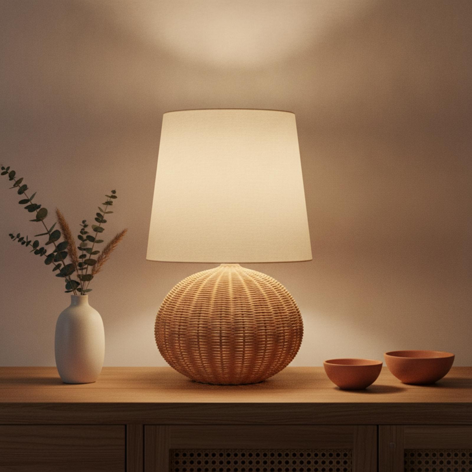 Bedside Lamp Rattan Base Fabri - Desk Setup Lamp review and price