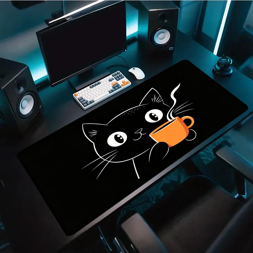 Cute Line Art Cat Hold Coffee  - Desk Setup Pc And Laptop review and price